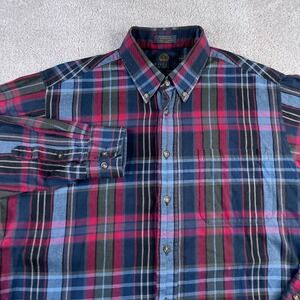 Viyella Shirt Mens‎ Large Blue Red Plaid Cotton Wool Blend Traditional Fit